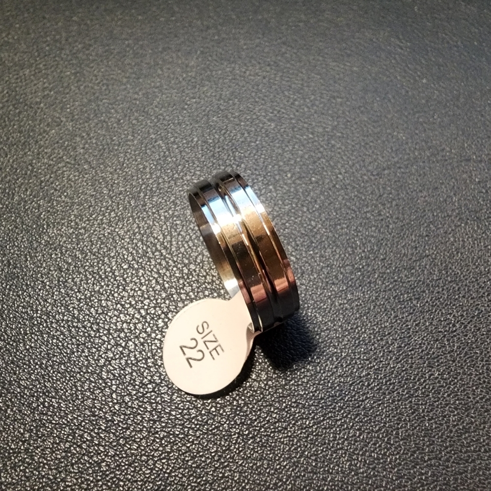 FASHION RINGS STAINLESS STEEL RAISED DOUBLE BAND - Picture 5 of 6